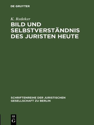 cover image of Bild und Selbstverständnis des Juristen heute